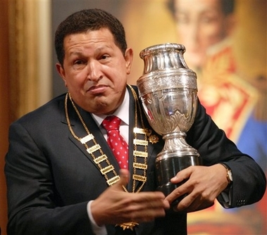 Chavecito with a replica Copa America