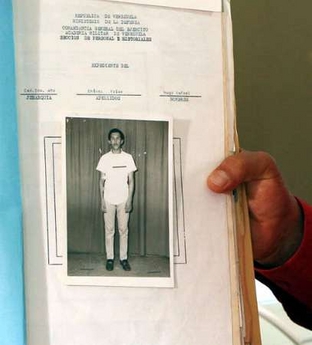Dossier of the young army recruit, Hugo Chavez