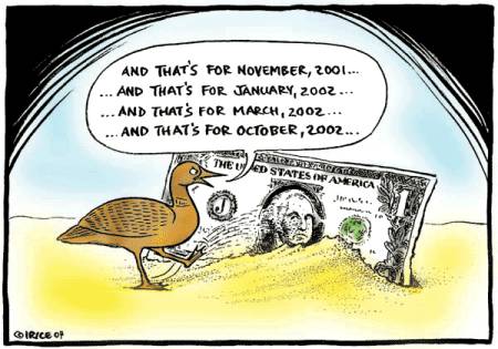 Loonie kicking sand on George Washington